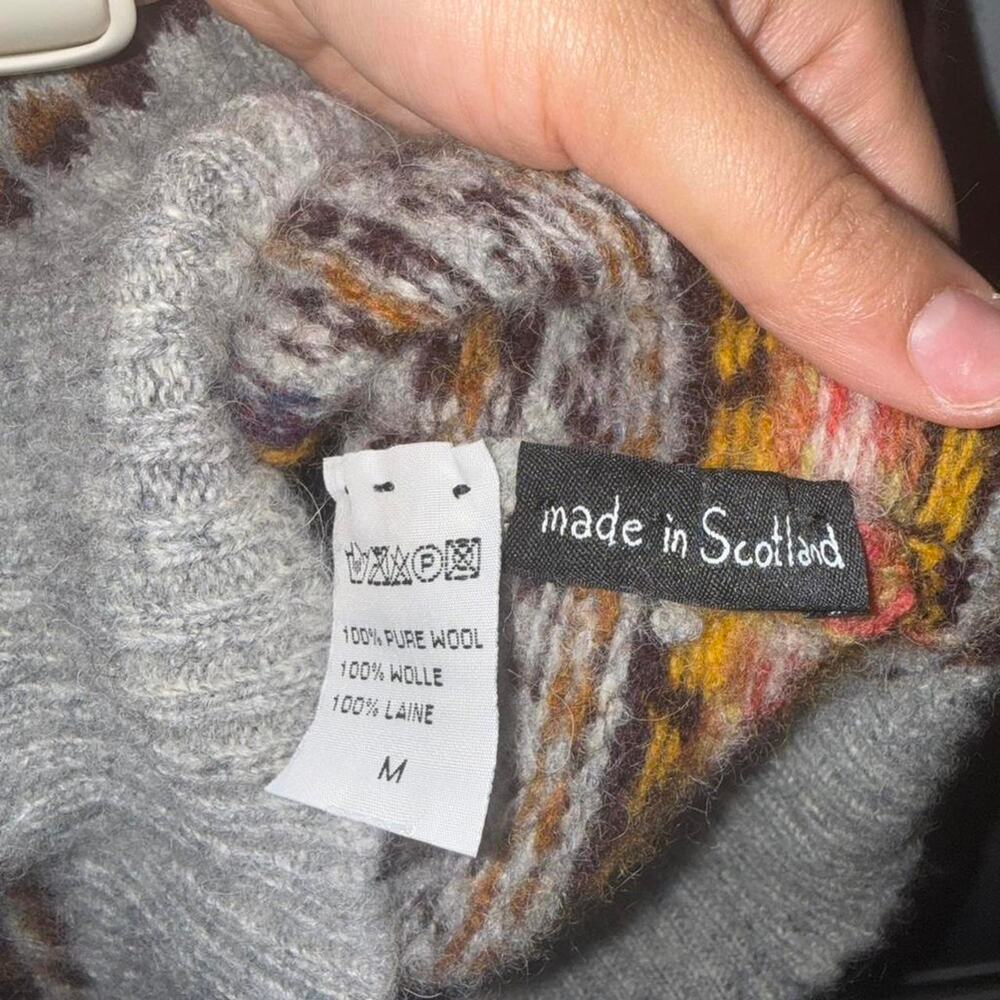 Howlin’ by Morrison Fair Isle Wool Cardigan Made in Scotland Nordic Sweater - Picture 3 of 5